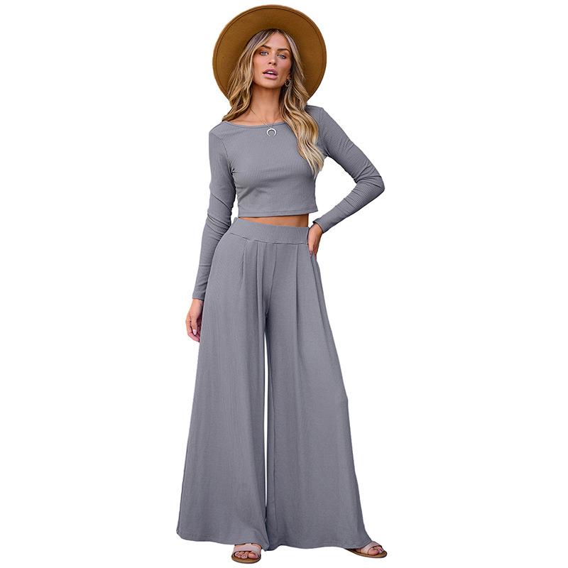 

YYFS Женская Мода Повседневный Весна Осень Однотонный Принт Длинный Рукав Круглый Вырез Блузки и Рубашки Брюки Костюмы XL