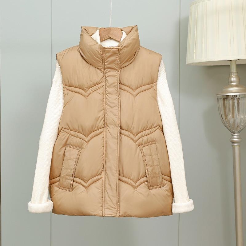 Autumn and winter new stand-up collar down cotton vest women's design sense niche warm vest jacket cotton vest