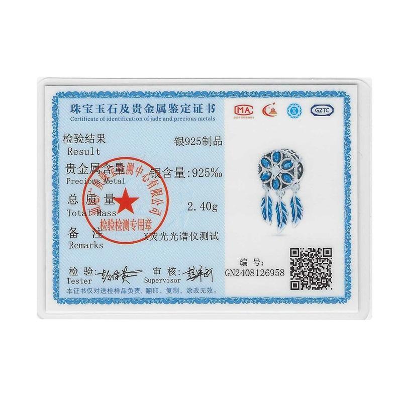 100%Stering Copper Dreamcatcher Charms Bead Blue Exotic Stone Pendant Fit Original Bracelet Diy For Women Jewelry