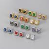 Luxury Square Zircon Colored Diamond Stud Earrings Fashionable Personalized Exquisite Rhinestone Hoops