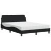 Vidaxl Bed With Mattress, Black, 140X190 Cm, Upholstered