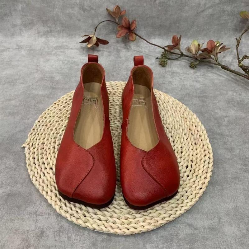 Fashion Leather Flats Women Loafers Shoes Square Toe Shallow Casual Shoes 2025 Trend Walking Soft Cozy Winter Designer Femme Chaussures