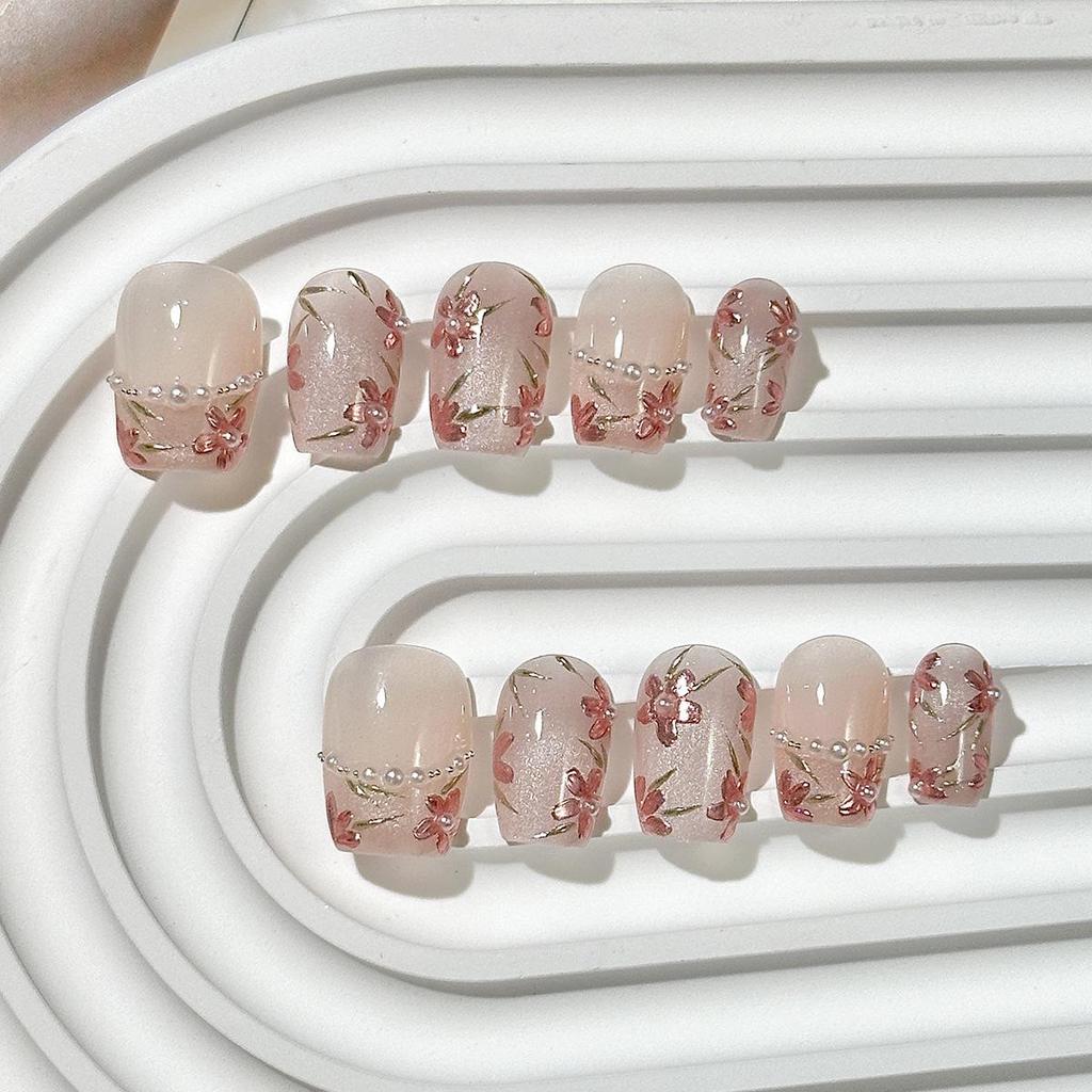 Handmade Wearable Nail Art: Medium-Long Oval High-End Whitening False Nails