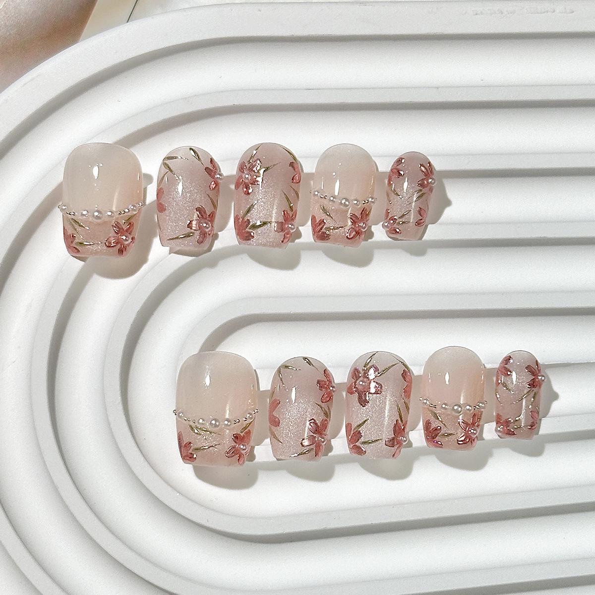 

Handmade Wearable Nail Art: Medium-Long Oval High-End Whitening False Nails