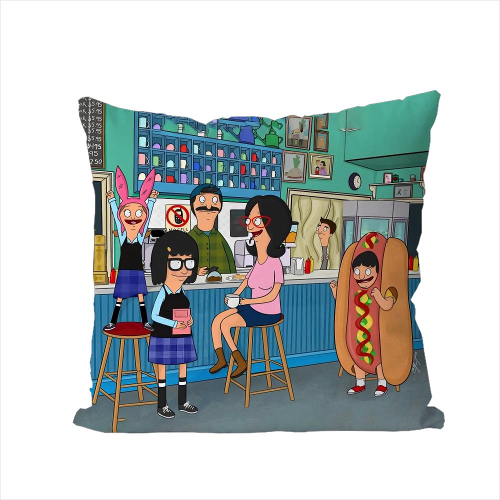 Bobs BBurgers Pillow Case For Car Sofa Decorative Home Doublesided Print Plush Square Throw Pillow Cushion Cover