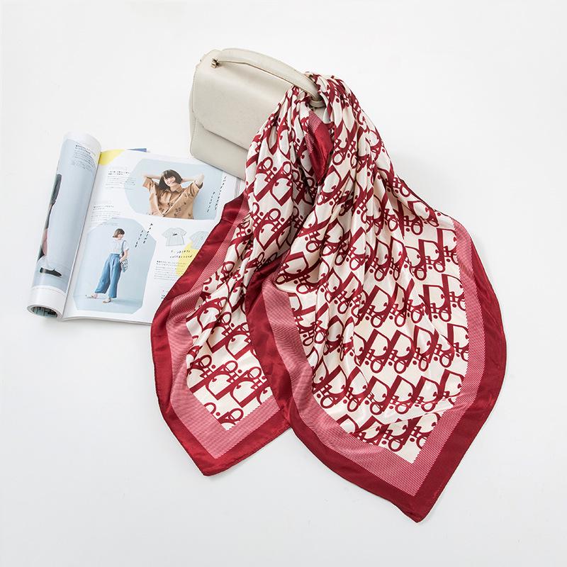 Luxury Satin Feel Silk Scarf: 90 Square Versatile Shawl with Sunscreen Protection