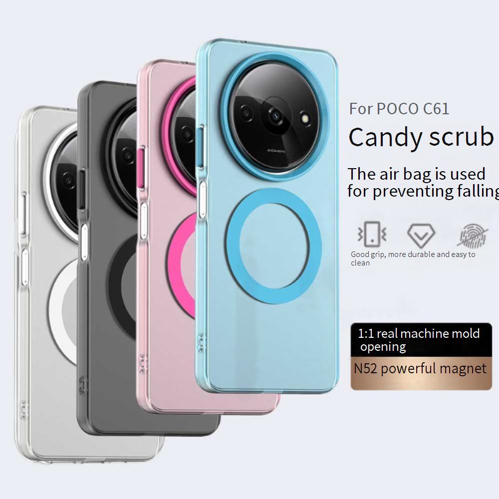 Magsafe Matte Phone Case For Xiaomi Redmi A3 Magnetic Wireless Charging For Xiaomi Redmi A3x Shockproof Back Cover