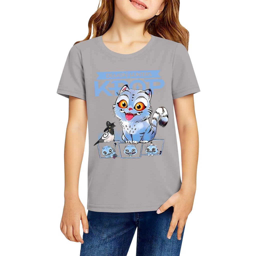 Fashionable Round Neck Short Sleeve Work Clothes Printed Tops For KID Summer Tops