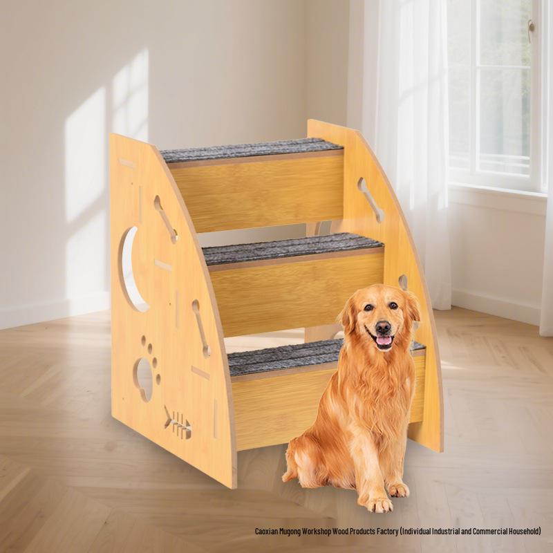 Wooden Pet Ladder: Bedside and Sofa Side Stairs for Dogs and Cats