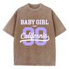 Street Womens Acid Wash T-Shirts 90 California Letter Printing Tees Oversize Crewneck Cotton Short Sleeve Female Clothes