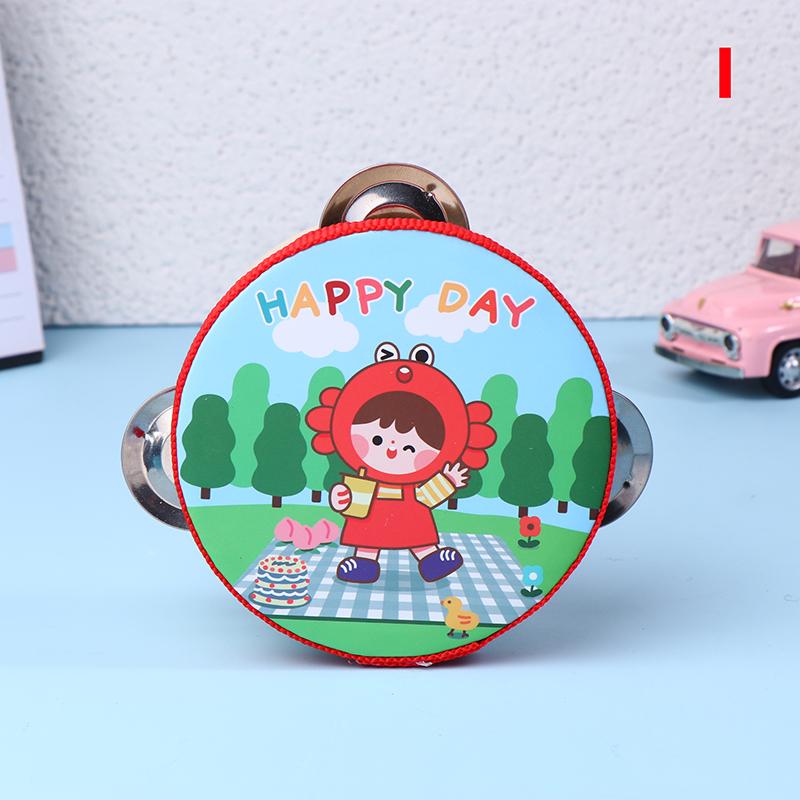 10CM Wooden Tambourine for Kids - Manual Percussion Hand Drum Educational Musical Instrument Game for Children
