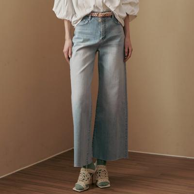 Natural Washing Cotton Span Wide Denim Pants Ze05ql402na