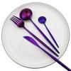 Dinnerware Set Purple Tableware Dinner Set Stainless Steel Cutlery Set Knife Fork Coffee Spoon Silverware Flatware Set