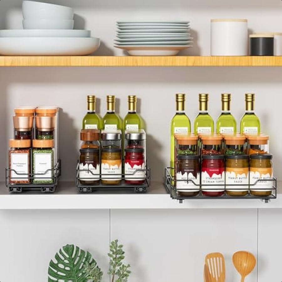 Pull Out Spice Rack Organizer for CabinetSlide out Spice Organizer for Inside Cabinets Heavy Duty Spice Organization for Kitche