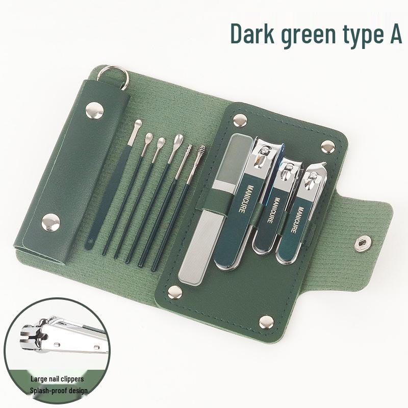 16-Piece Matcha Green Manicure Set: Nail Clippers, Scissors & Tools In Folding Bag