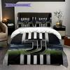 Juventus Streifen Sterne Dreiteiliges Set (1 Bettbezug + 2 Kissenbezüge, ohne Füllung) Bettbezug und Kissenbezug Weihnachts-Geburtstagsgeschenk
