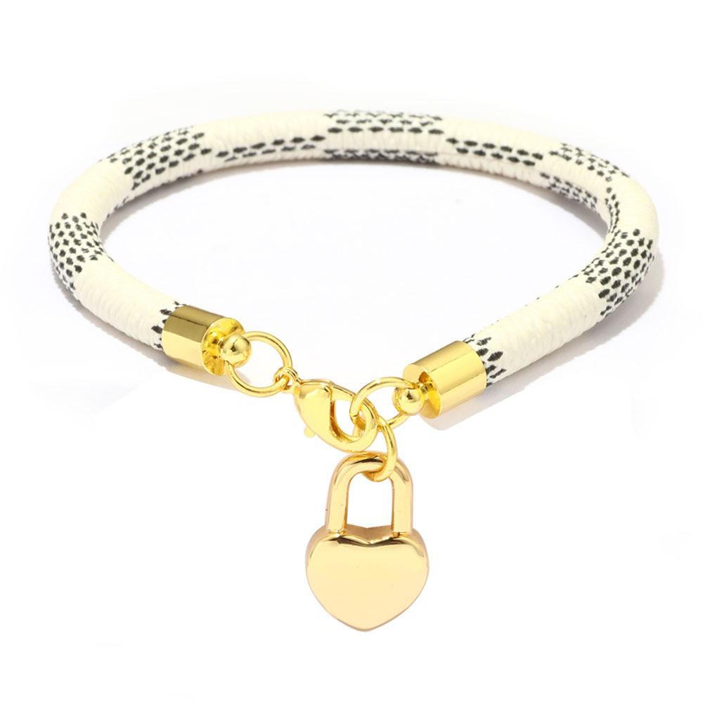 High-End Fashion Stripe Leather Bracelet with Gold-Plated Metal Accents