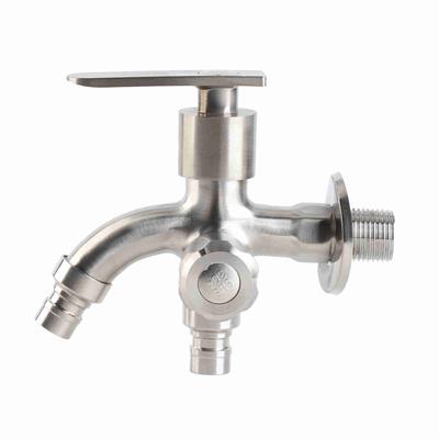 G1/2 Male Thread Water Faucet Dual Outlet Stainless Steel Water Tap for Gardens Washing Machines
