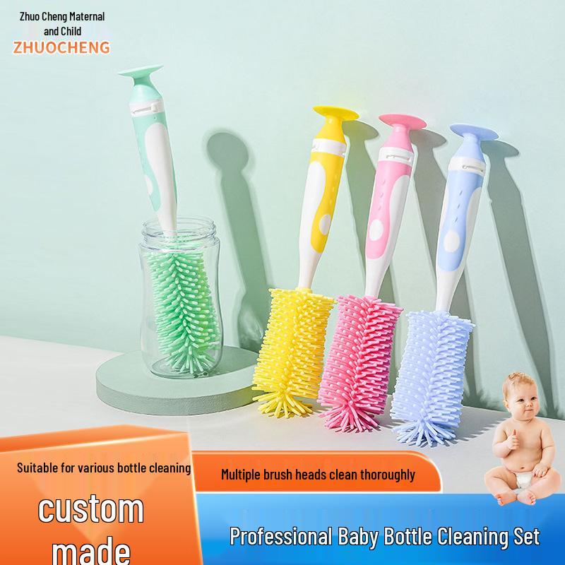 Multifunctional Silicone Bottle and Cup Cleaning Brush with Long Handle