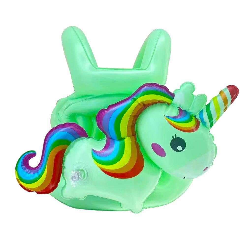 

Childrens Rainbow Horse Inflatable Tank Top Swimming Suit Swimming Ring M зелений