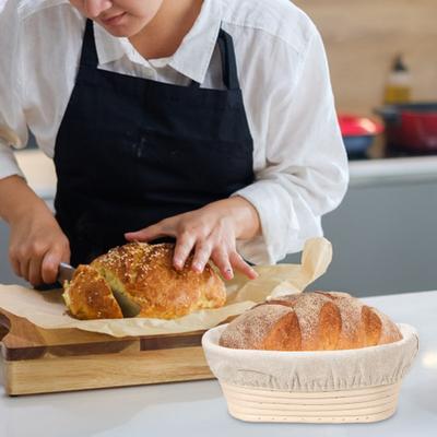 Bread Proofing Basket Handwoven Rattan Banneton for Sourdough Baking Round Spiral Design Storage Basket with Liner Bread Making Gift