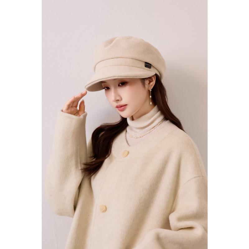 Damen S Herbst Winter Vintage Newsboy Baseballkappe Große Gesichtsformende Mütze