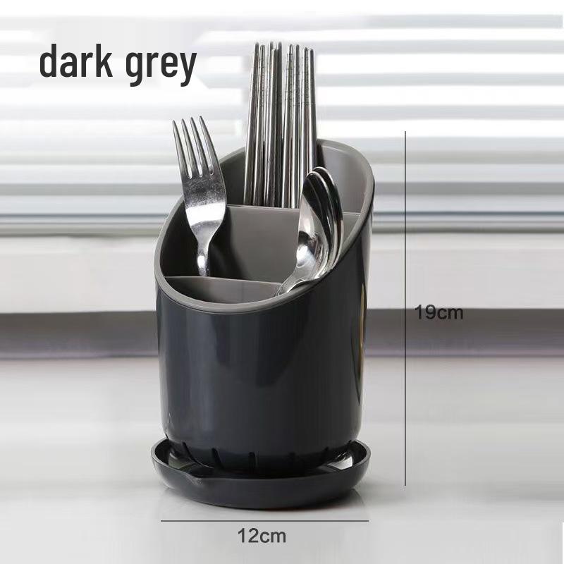

Креативный пластиковый держатель для кухонной утвари: Подставка для палочек и ложек с несколькими отделениями и функцией дренажа чёрный