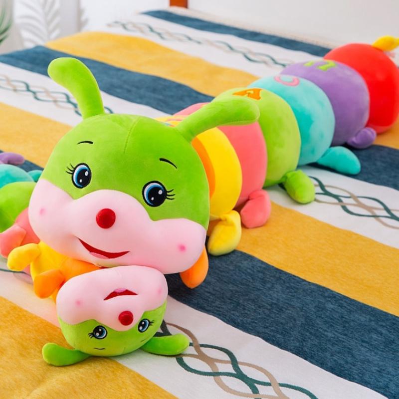 Colorful Plush for CATERPILLAR Toy, Soft Polyester Decorative Pillow Doll, Creative Long Striped Bug Design, Funny, Soft Letters