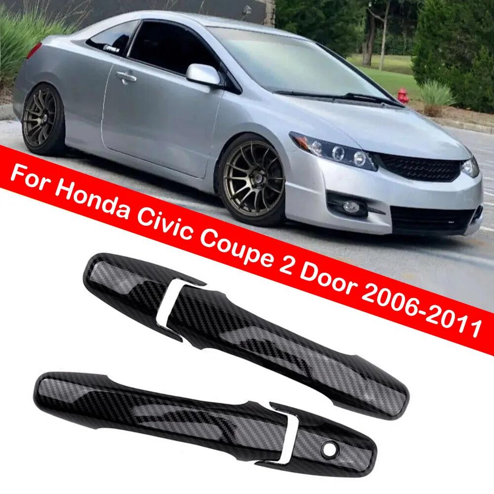 For Honda Civic Coupe 2 Door 2006 2007 2008 2009 2010 2011 Car Carbon Fiber Style Exterior Door Handle Moulding Cover Trim Decor