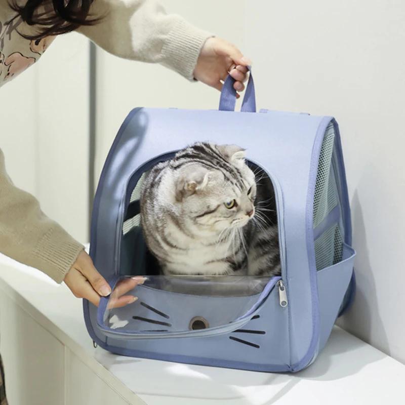 The cat bag is portable, lightweight, breathable, portable, and a double-shoulder pet bag for pets
