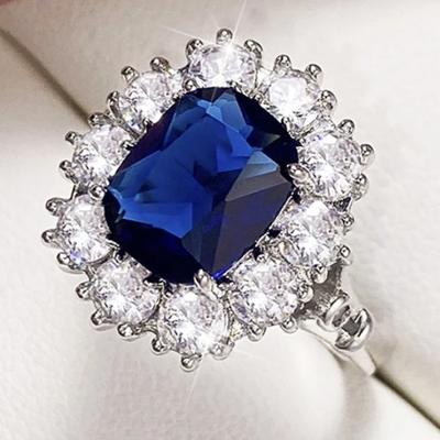 Huitan Trendy Prong Setting White/Pink/Blue Cubic Zirconia Lady Rings for Wedding Party Anniversary Gift Engagement Accessories