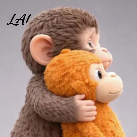 Detailed Carving Figurine 3D Printed Monkey Cute Small Holding Plush Toy Hand-painted