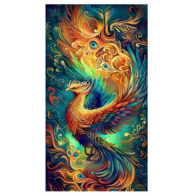 Chinoiserie Fantasy Animal Colorful Phoenix Large Diamond Painting Cross Stitch Embroidery Kit 5D Diy Diamond Mosaic Home Decor