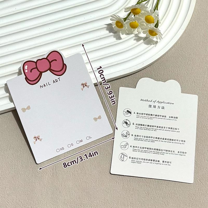 10Pcs Bow Tie False Nails Display Cards Cartoon New Style False Nail Tips Portable Nail Photography Props Manicure Showing Tools