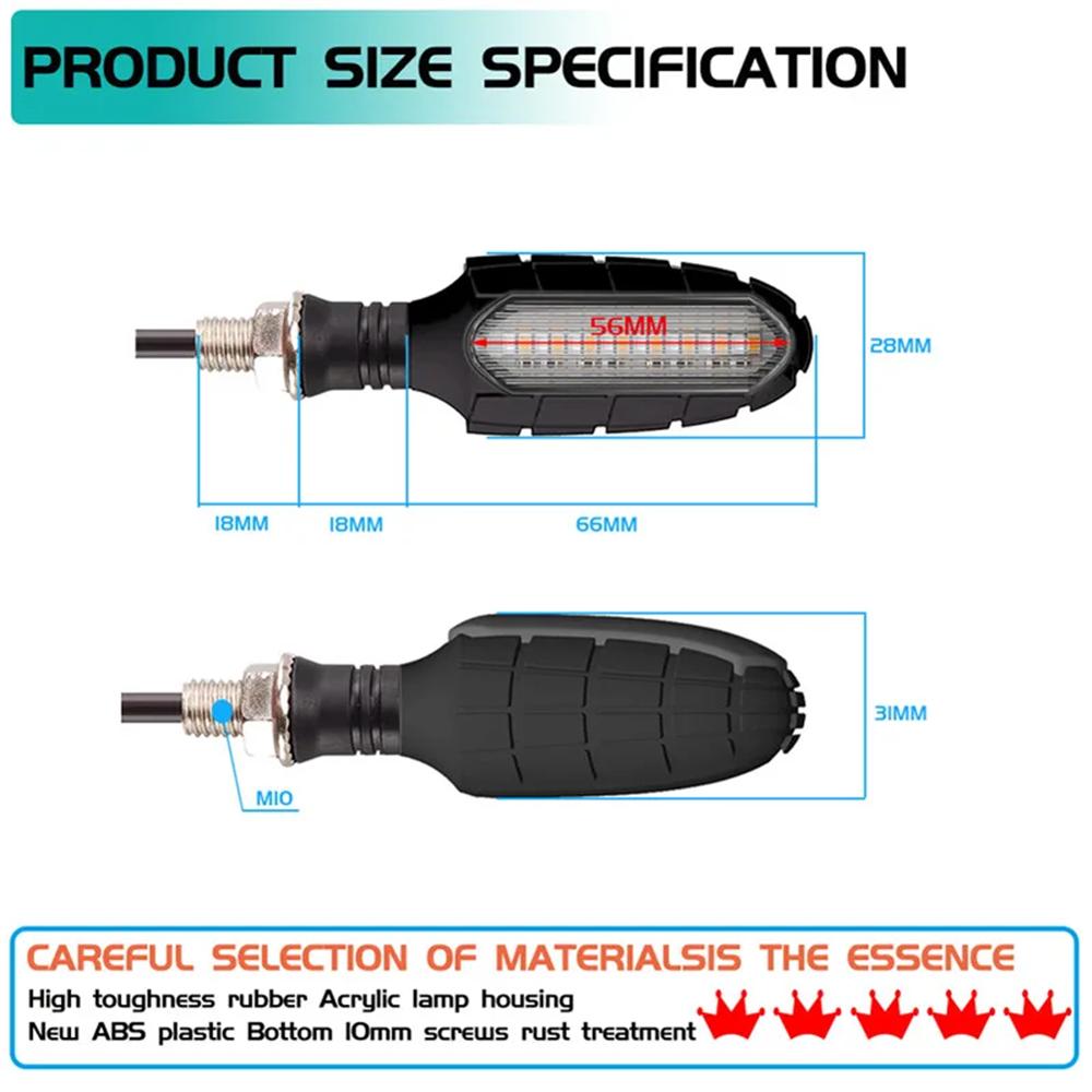 2PCS Smoke Motorcycle Directional Indicator Turn Signal Light 16 LED Flashing Rear Tail Brake Flasher Light DRL Lamp Motorcycle Turn Signal