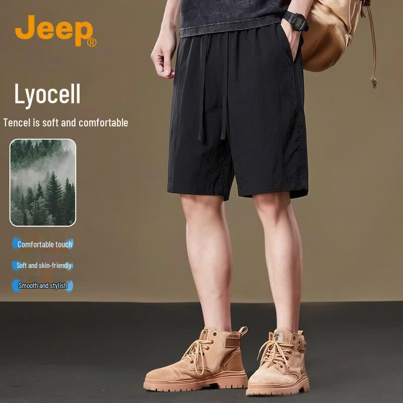 JEEP Men s Tencel Blend Loose Fit Wide-Leg Shorts 36