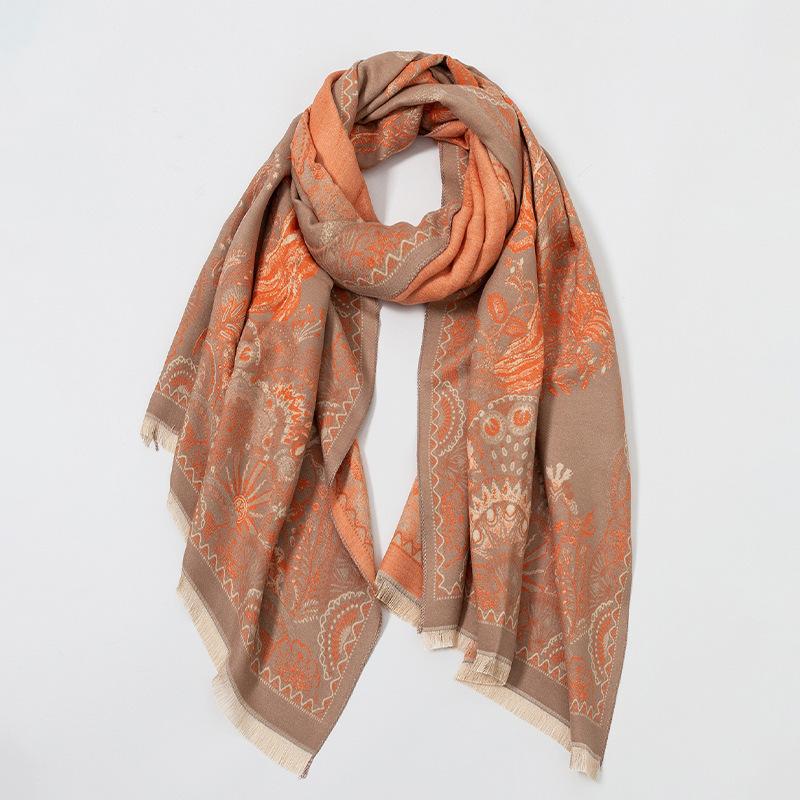 

Retro Ethnic Style Scarf Cloak Tibet Xinjiang Travel Autumn and Winter Warm Shawl Thickened Scarf Women s Versatile Outer Wear 65*190cm