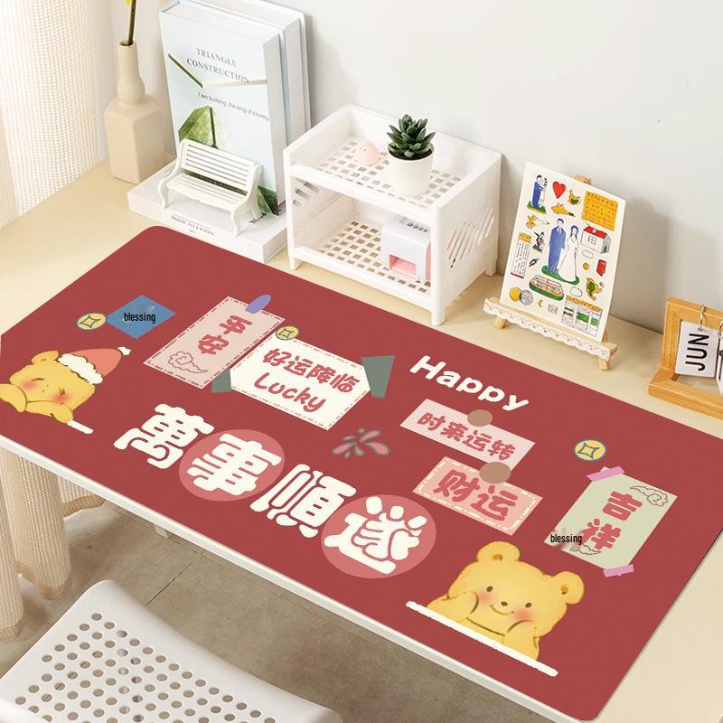 Extra Large Doodle Text Mouse Pad with Lock Edge - Thick, Durable Keyboard Desk Mat