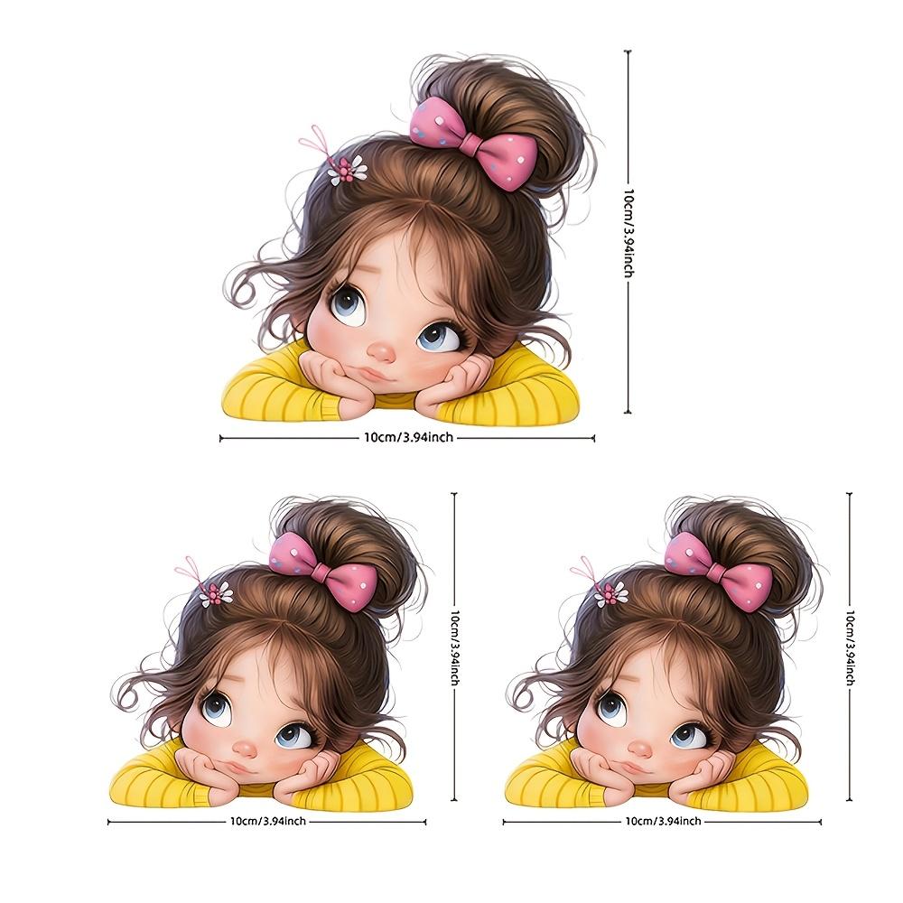 

3Pcs Cartoon Girl Switch Stickers, Self-Adhesive PVC Wall Decals for Home & Office Decor Striped Shirt for Girls