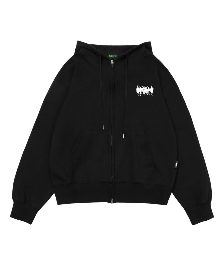 Escapefrom Thornbush Butterfly Print Two-Way Zip-Up Hoodie Black