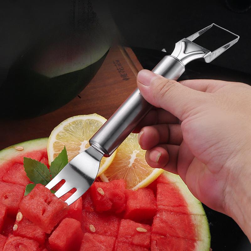 Utensile per tagliare l'anguria a doppia testa, divisore per frutta in acciaio inossidabile, anguria, taglia melone, accessori per la cucina domestica