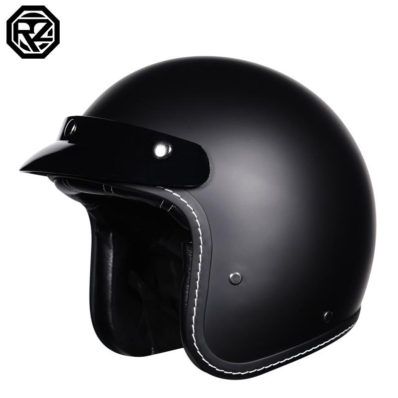 

Orz Retro half-face motorcycle helmet for women, three-quarter helmet for men, cruiser American-style half-face helmet181Cycling M матовый черный