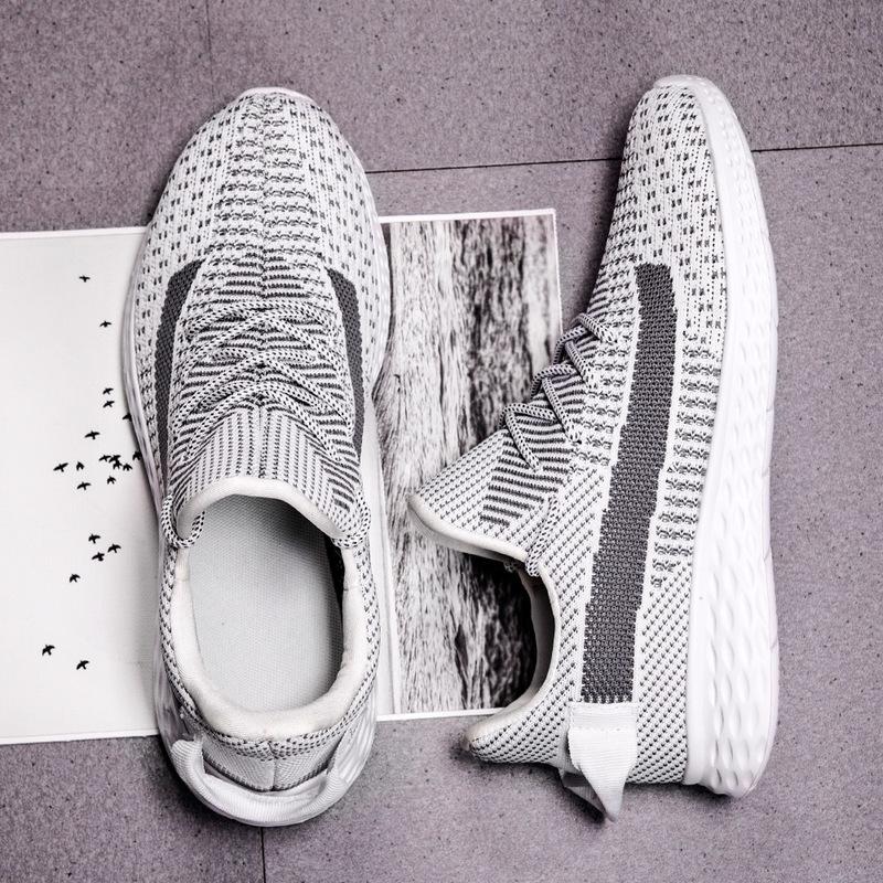 38-48 Large Size Men's Shoes Flying Woven Breathable Mesh Ultralight Running Shoes