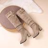 Women's Suede Pointed Toe Knee High Boots, Solid Chunky Heel Long Boots, Fashion Winter Shoes
