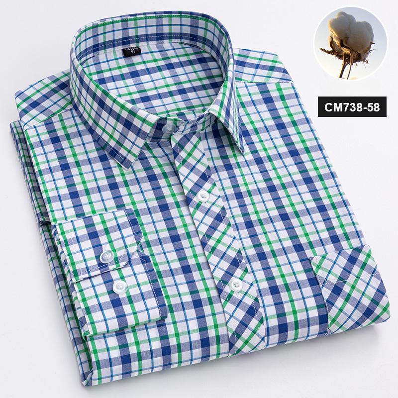 Neu im Hemd 100% Baumwolle Langarmhemden für Herren dünn slim fit formell einfarbiges Hemd karierte Designer-Oberteile Büro elegante Kleidung