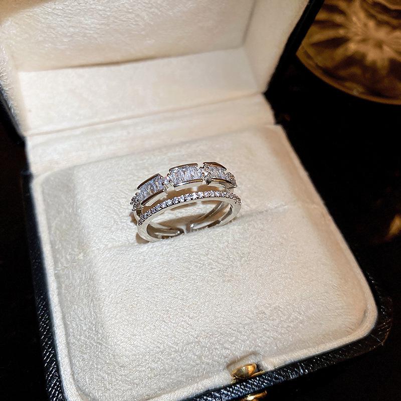 Zirconia Diamond Geometric Heart Open Ring - Fresh High-end Jewelry for Index Finger