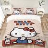 3pcs Milk Cake & Hello Kitty Design Bedding Set Includes Quilt Cover and Pillowcases, Suitable for All Seasons, Machine Washable Ideal Gift W060