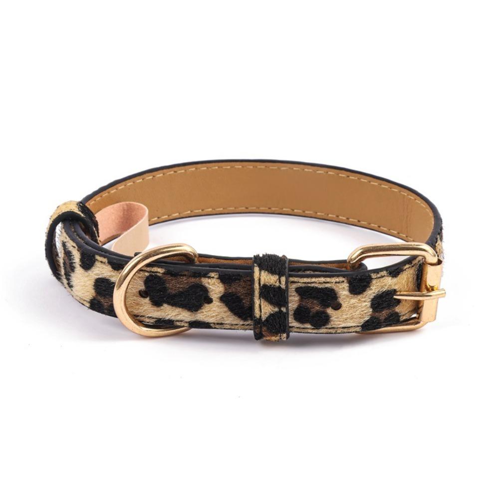 Pet Walking Dog Collar PU Leather Leopard Dog Collar Fashionable Pet Collar Small Medium Dogs