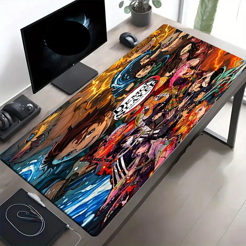Demon Slayer Print Mouse Pad, Anti‑Slip Desktop Keyboard Mat, for PC Laptop Gaming Working Daily Use, Cool Festival Surprise Gift