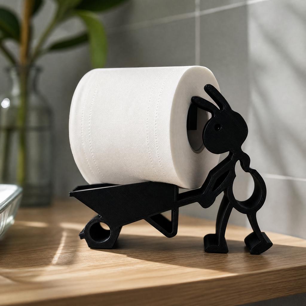 3D Printed Bunny Cart Bathroom Decor with Toilet Holder for Modern Home